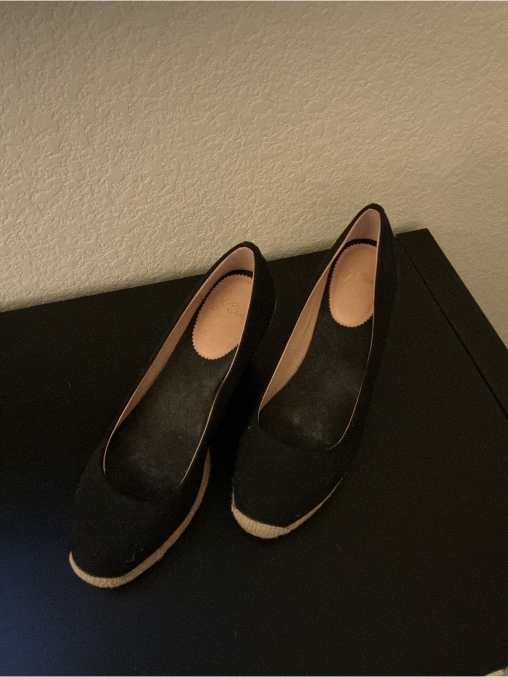 J. Crew Black Suede Wedge Espadrilles